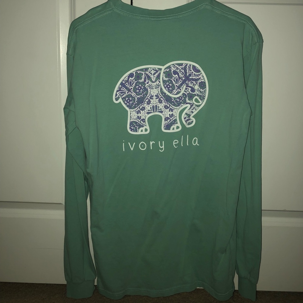 Medium Ivory Ella Teal and Purple Long Sleeve Tee